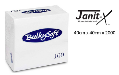 Bulky Soft Napkins White 100 2Ply 40cm x 40cm