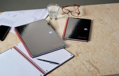 Black n' Red Wirebound Ruled Hardback Notebook A4 (Pack of 5) 100103711