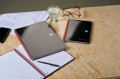 Black n' Red Wirebound Ruled Perforated Hardback Notebook A4 (Pack of 5) 100102248