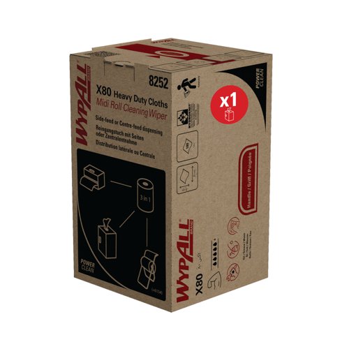 Wypall X80 Power Clean Midi Cleaning Wiper Roll x180 White 8252