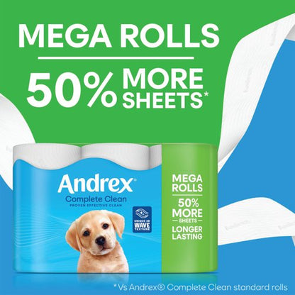 Andrex Complete Clean Mega Toilet Roll 2-Ply 290 Sh Pack of 12 4982014