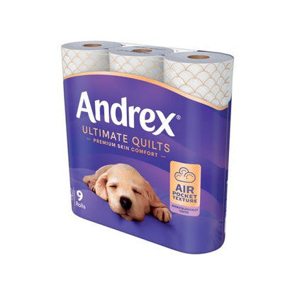 Andrex Ultimate Quilts Toilet Roll 3-Ply 155 Sh/Roll Pack of 9 4474132