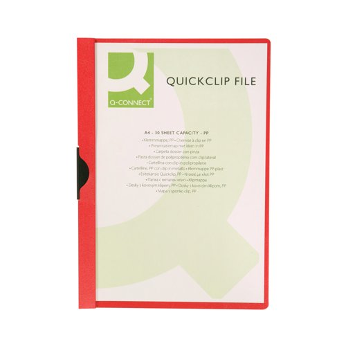 Q-Connect Quickclip File 3mm A4 Red (Pack of 25) KF00461