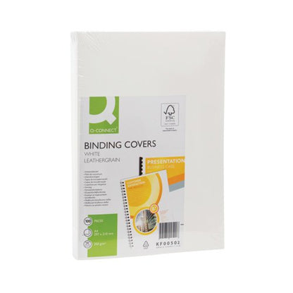 Q-Connect A4 White Leathergrain Comb Binder Cover (Pack of 100) KF00502