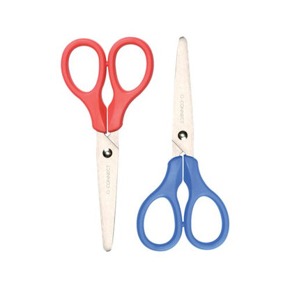 Q-Connect Ergonomic All Purpose Scissors 130mm Stainless Steel Blades Red or Blue Handle CKF01229