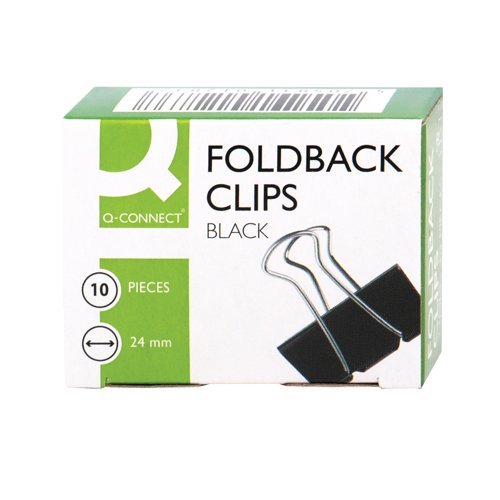 Q-Connect Foldback Clip 24mm Black (10 Pack) KF01283