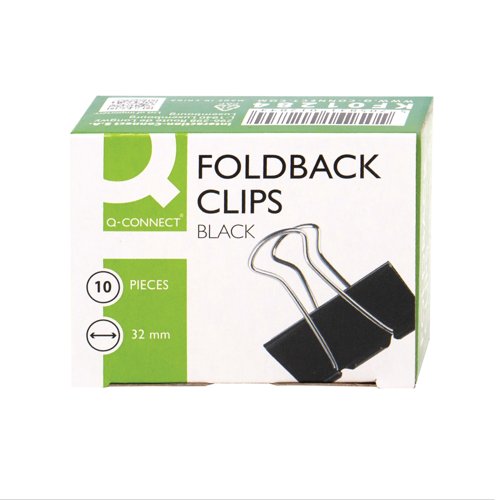 Q-Connect Foldback Clip 32mm Black (Pack of 10) KF01284
