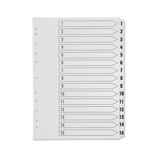 Q-Connect 1-15 Index Multi-punched Polypropylene White A4 KF01355