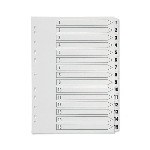 Q-Connect 1-15 Index Multi-punched Polypropylene White A4 KF01355