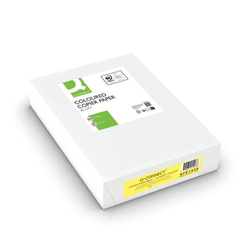 Q-Connect Bright Yellow Coloured A4 Copier Paper 80gsm Ream (Pack of 500) KF01426