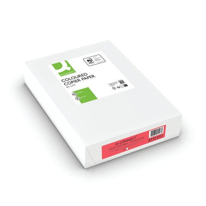 Q-Connect Bright Red Coloured A4 Copier Paper 80gsm Ream (Pack of 500) KF01427