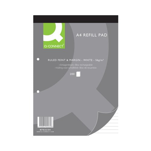 Q-Connect Feint Ruled Margin Headbound Refill Pad 400 Pages A4 (5 Pack) KF02234