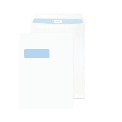 Q-Connect C4 Envelopes Window Peel and Seal 100gsm White (Pack of 250) KF03292