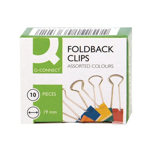 Q-Connect Foldback Clip 19mm Assorted (Pack of 10) KF03651