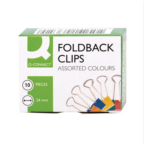 Q-Connect Foldback Clip 24mm Assorted (Pack of 10) KF03652