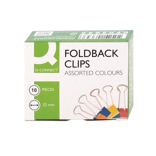 Q-Connect Foldback Clip 32mm Assorted (Pack of 10) KF03653
