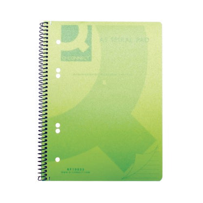 Q-Connect Spiral Bound Polypropylene Notebook 160 Pages A5 Green (5 Pack) KF10033