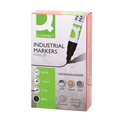 Q-Connect Industrial Marker Chisel Tip Black (Pack of 10)