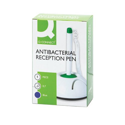 Q-Connect Antibacterial Reception Pen w/Paper Holder Plus x3 Ink Blue
