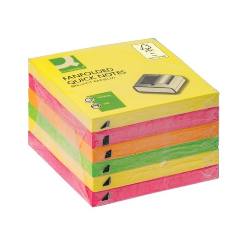 Q-Connect Fanfold Notes Assorted (Pack of 6) 48201030