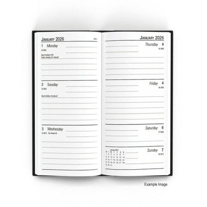 5 Star Slim Desk Diary Portrait Week To View Black 2026 KF1BK26