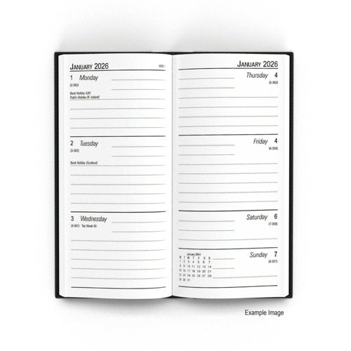 5 Star Slim Desk Diary Portrait Week To View Black 2026 KF1BK26