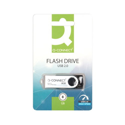 Q-Connect USB 2.0 Swivel 8GB Flash Drive Silver/Black KF41512
