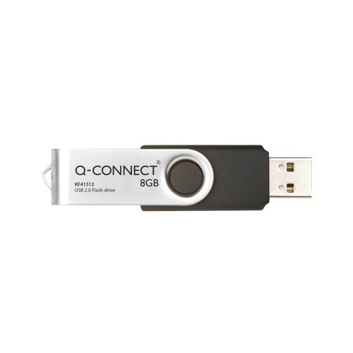Q-Connect USB 2.0 Swivel 8GB Flash Drive Silver/Black KF41512