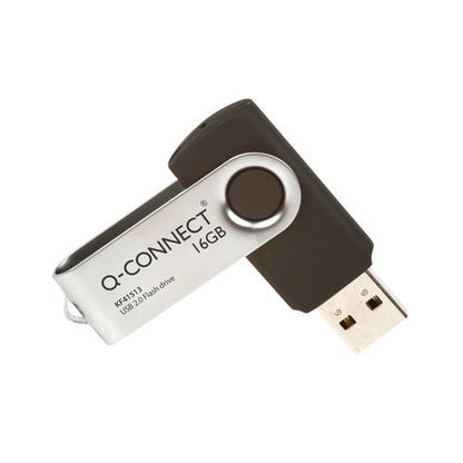 Q-Connect USB 2.0 Swivel 16GB Flash Drive Silver/Black KF41513
