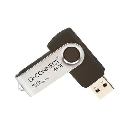 Q-Connect USB 2.0 Swivel 64GB Flash Drive Silver/Black KF41514