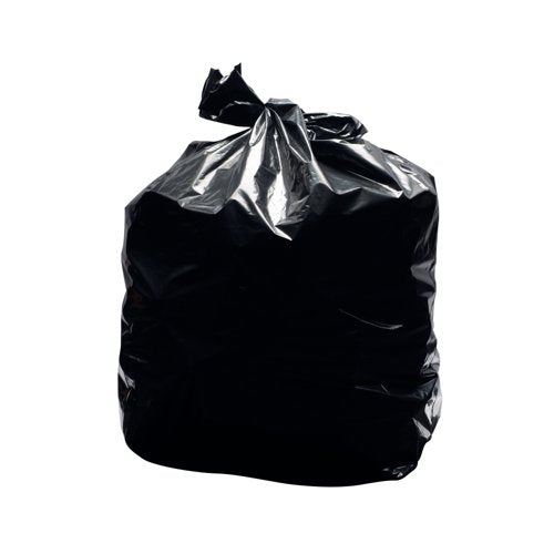2Work Light Duty Refuse Sack LPDE Black 457x725x950mm (Pack of 200) KF73375