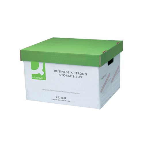 Q-Connect Extra Strong Business Storage Box 327x387x250mm Green/White (Pack of 10) KF75007