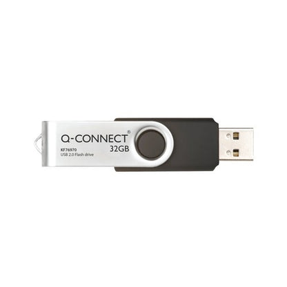 Q-Connect USB 2.0 Swivel 32GB Flash Drive Silver/Black KF76970