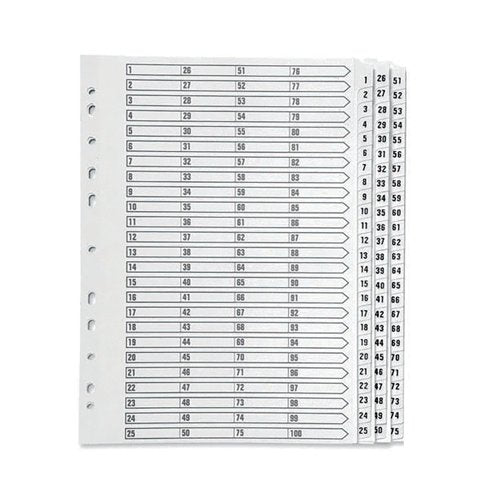 Q-Connect 1-75 Index Multi-Punched Reinforced Board Clear Tab A4 White KF97058