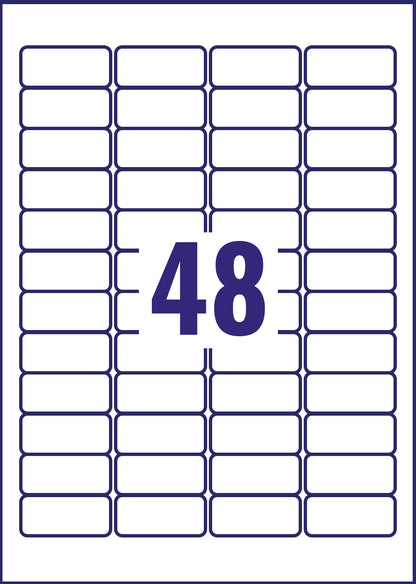 Avery Laser Heavy Duty Label 45.7x21.2mm 48 Per A4 Sheet White (Pack 960 Labels) L4778-20