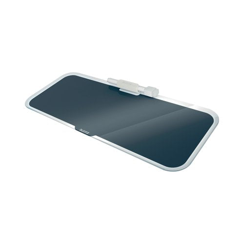 Leitz Cosy Glass Drywipe Desktop Whiteboard Pad Velvet Grey 52690089