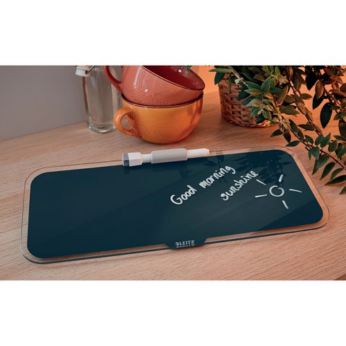 Leitz Cosy Glass Drywipe Desktop Whiteboard Pad Velvet Grey 52690089