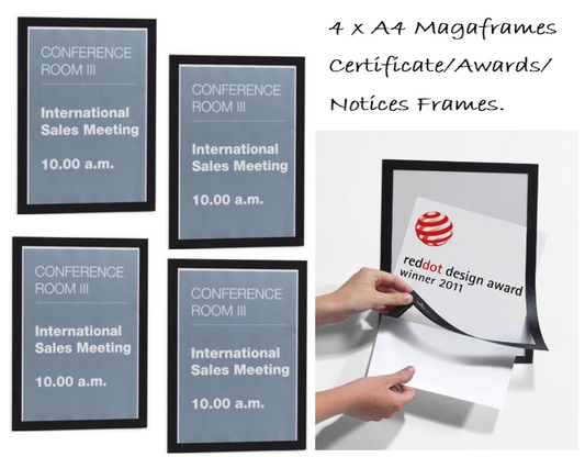 Durable Magnetic Duraframe / A4 / Black / Pack of 4/ Awards / Certificates /