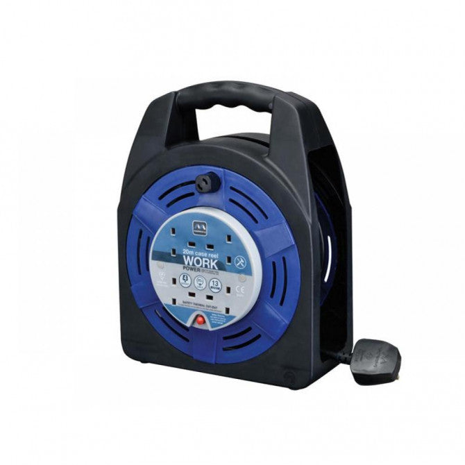 Masterplug Cassette Reel 20 Metre 4 Socket 13A Thermal Cut-Out