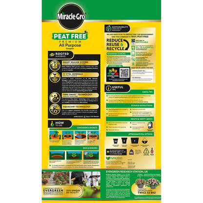 Miracle-Gro Peat Free Premium All Purpose Compost, 50 Litres.