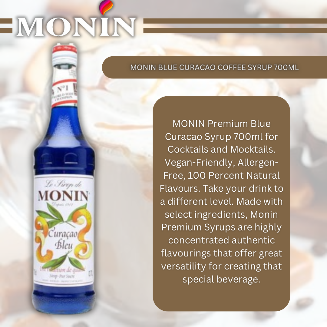 MONIN Blue Curacao Cocktail Syrup 700ml (Glass Bottle)