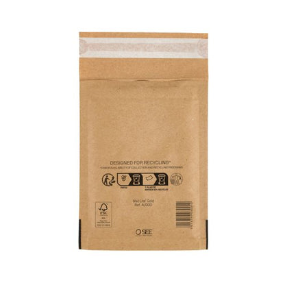 Sealed Air Bubble Lined Postal Bag Gold A000 110x160mm (Pack of 100) 103027400