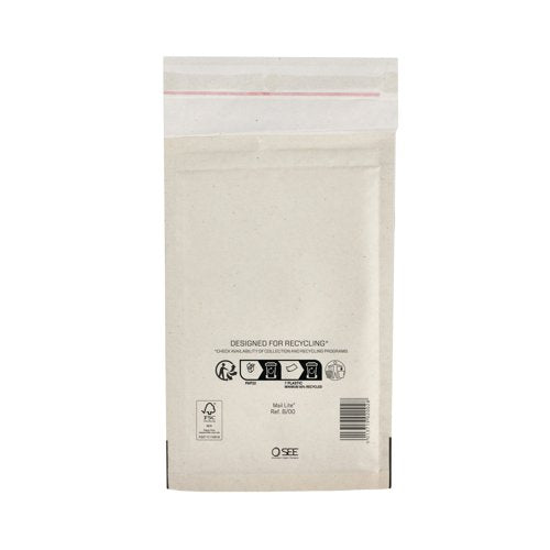 Sealed Air Bubble Lined Postal Bag White 120x210mm MLW B/00 (Pack of 100) 103005497
