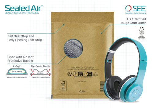 Sealed Air Bubble Lined Postal Bag Gold 270x360mm MLG H5 (Pack of 50) 103027407