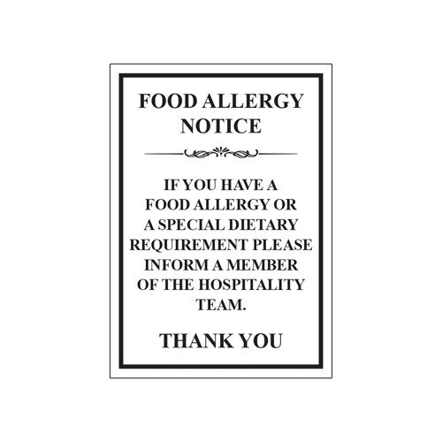 MyCafe Food Allergy Sign Self Adhesive Vnl 148x210 MYC10702
