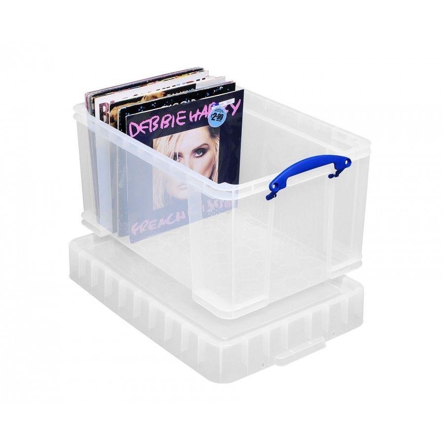 Really Useful Clear Plastic Storage Box 48 Litre XL {4 Pack}