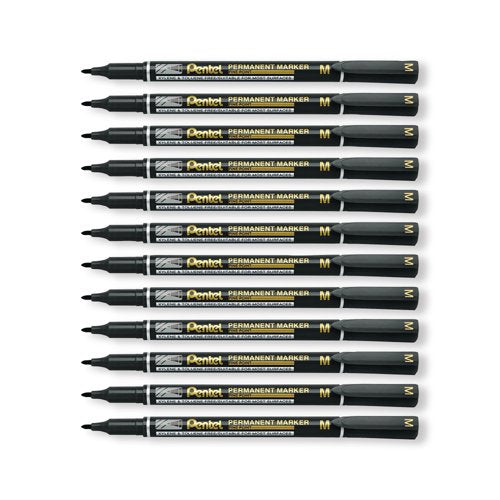 Pentel Permanent Marker Fine Point Black Pack of 12 NM470-A