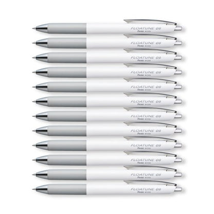 Pentel Floatune Retractable Rollerball 0.8mm Black Pack of 12 BY208-AX