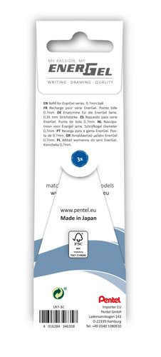 Pentel EnerGel Refill Wallet Blue (Pack of 3) LR7-3C