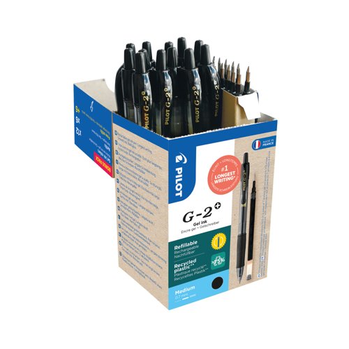 Pilot G-2 Plus Begreen Greenpack Gel Ink Rollerball Medium Black with 6 Refills (Pack of 12) WLT5561